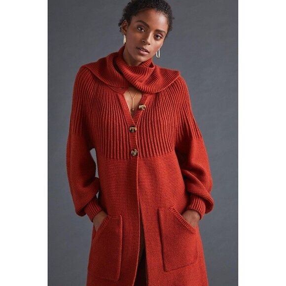 Anthropologie + TINY Orange Wool Blend Layered Shaw Womens Large NWT - Picture 1 of 16